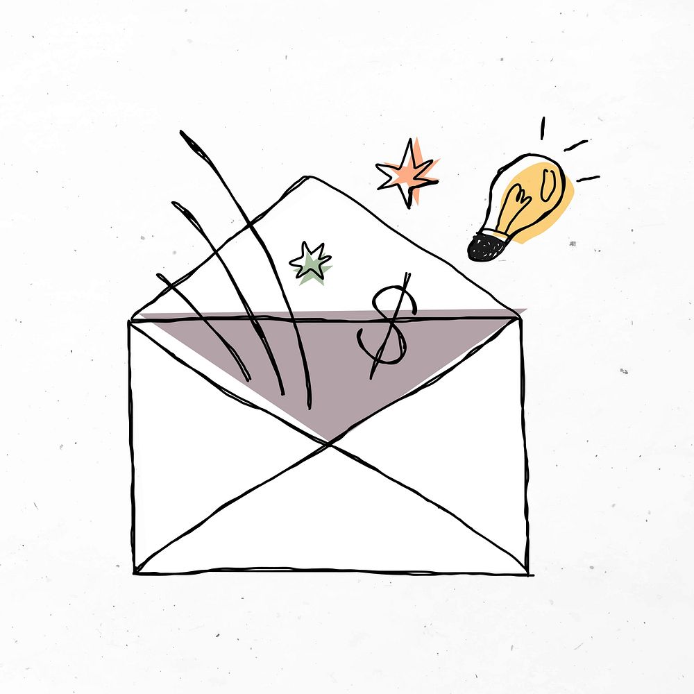 White envelope cute business doodle icon