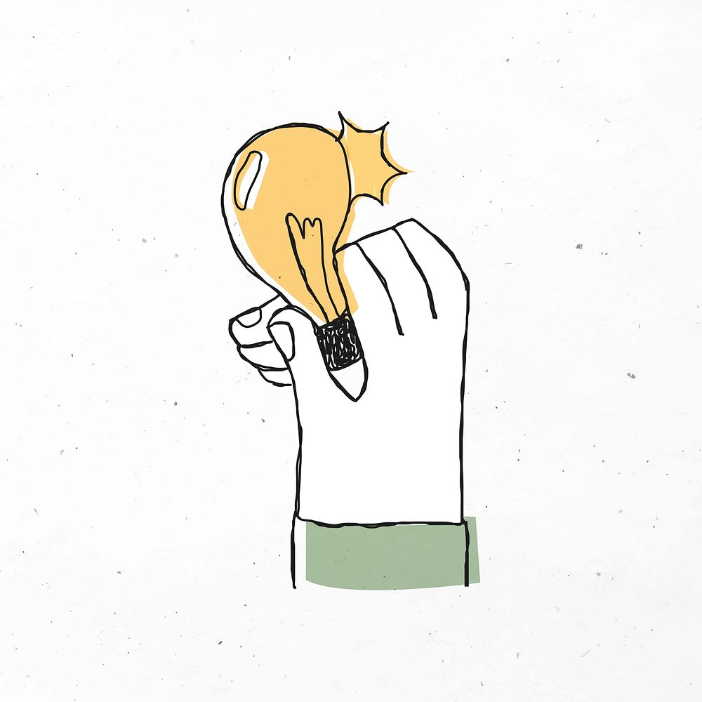 Hand holding light bulb business energy icon