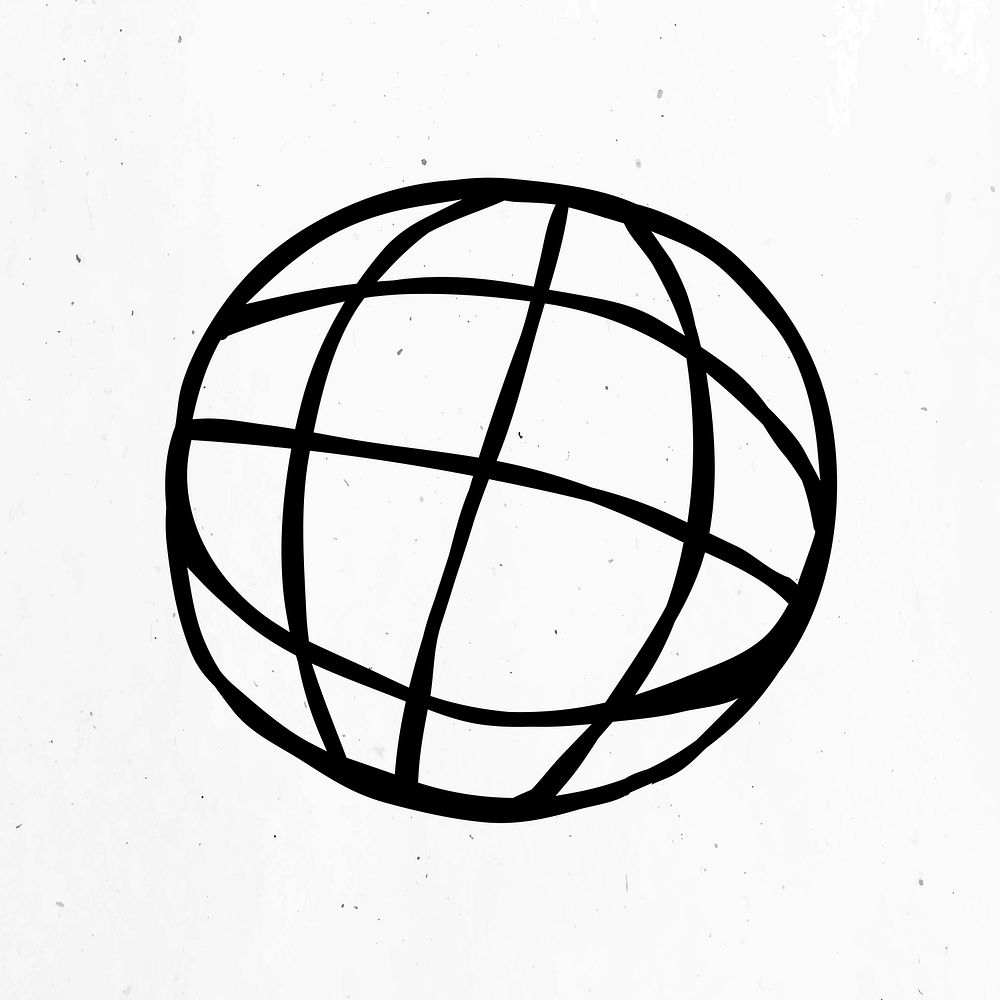 Black globe symbol vector sticker