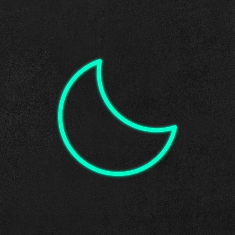 Neon moon symbol weather widget user interface 