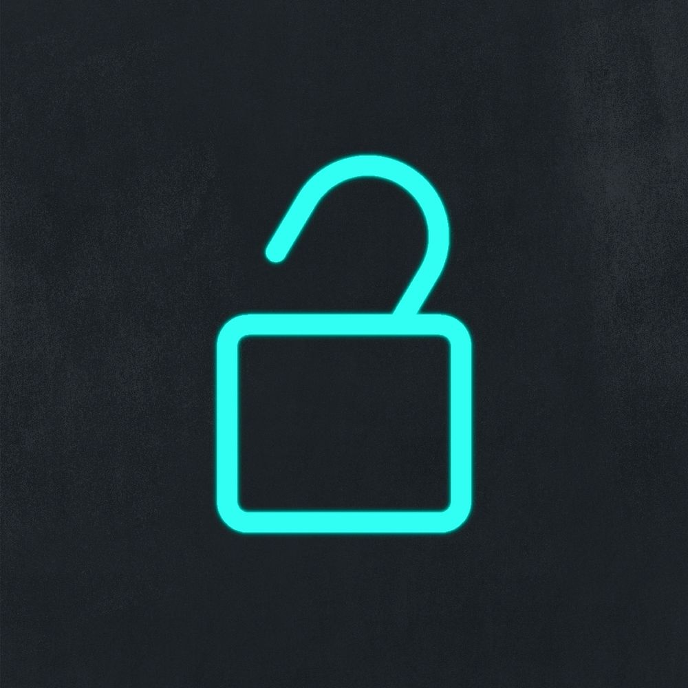 Unlocked padlock icon user interface illustration neon graphic