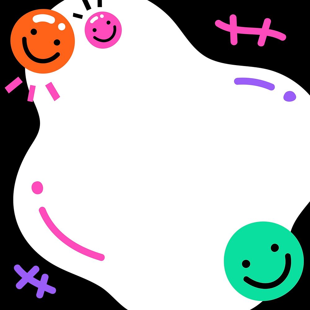 Funky smiley emotion border in bright colors