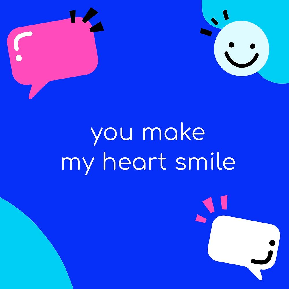 Inspirational quote vector you make my heart smile in funky style social media template