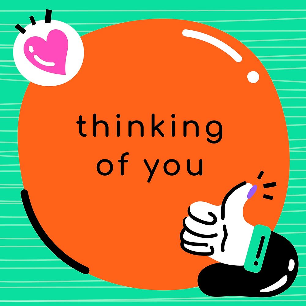 Thinking of you funky typography vector social media template