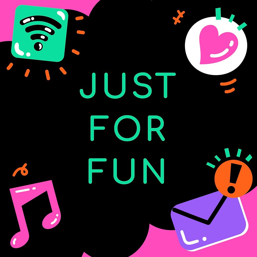 Just for fun bright funky typography with social media illustrations