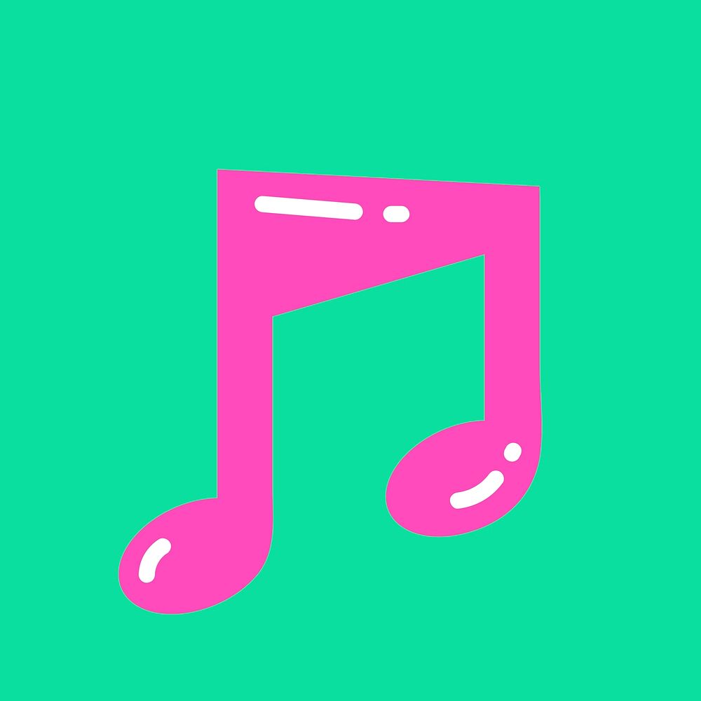 Pink music icon on green background