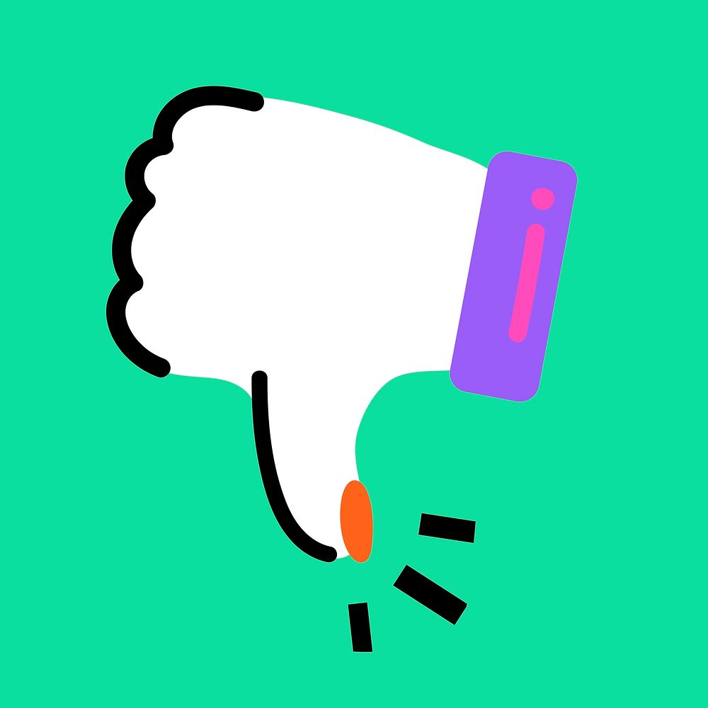 Funky thumbs down icon on green background