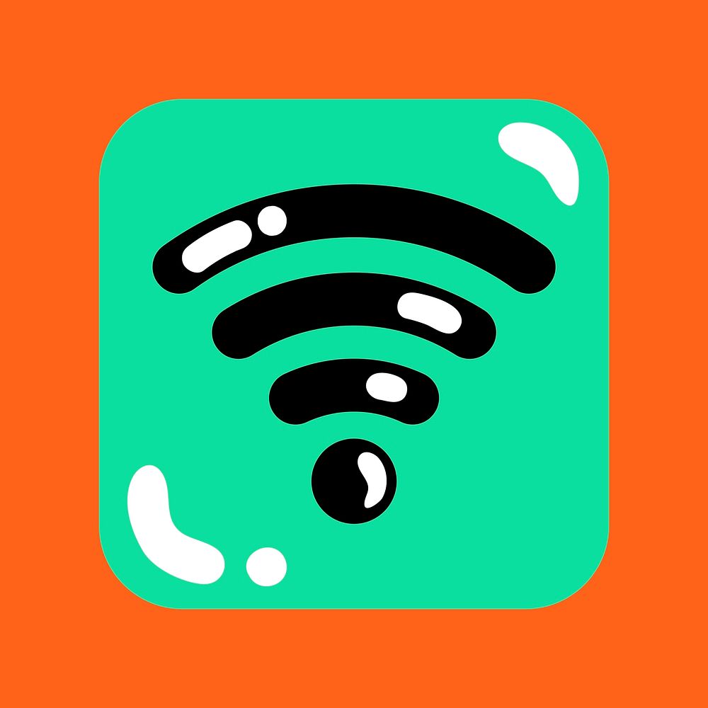 Wifi symbol in funky green and orange