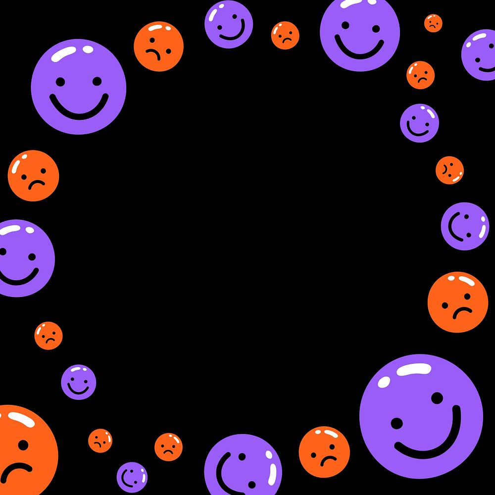 Cute multiple emojis frame in vivid purple and red