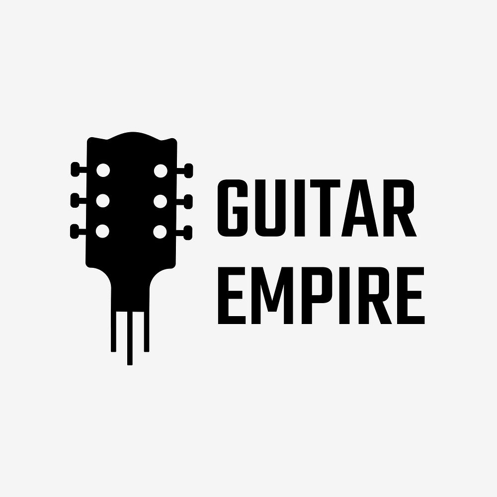 Guitar logo minimal design with guitar empire text in black and white