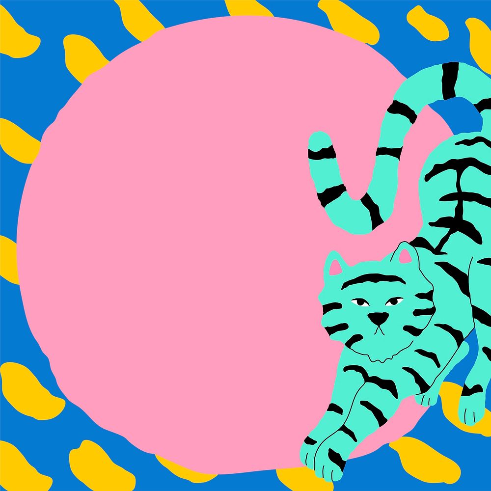 Tiger frame in cute and colorful animal illustration