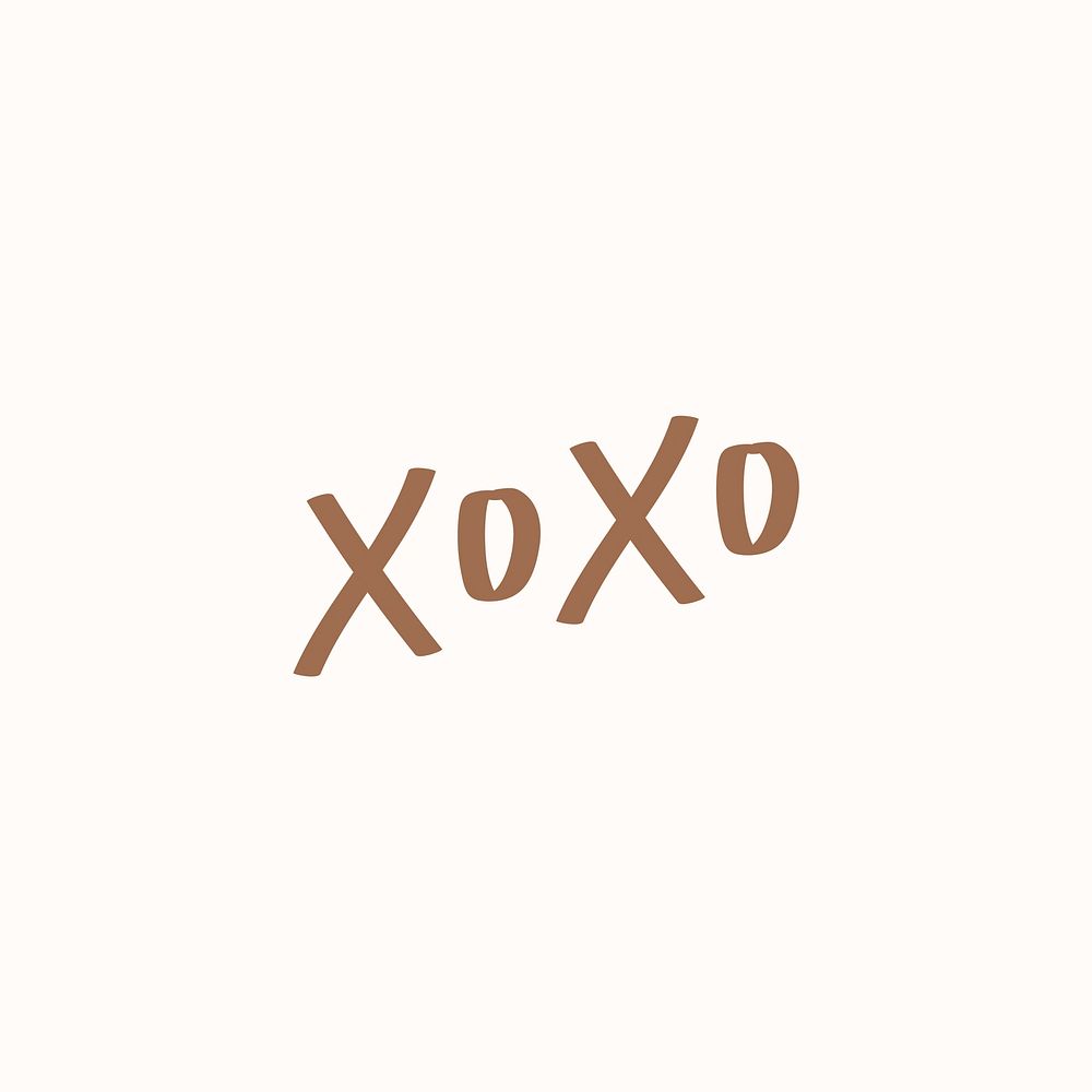 Doodle xoxo text in brown font
