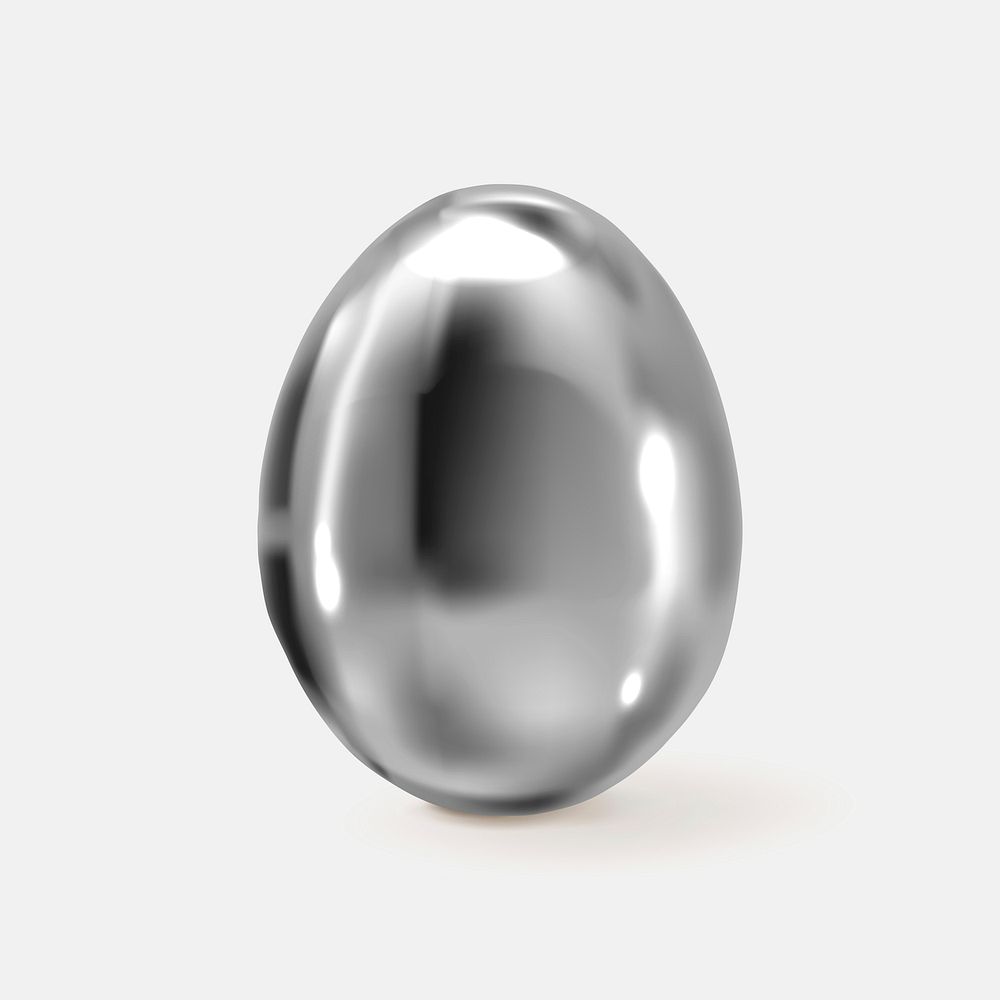 Silver Easter egg 3D vector metallic festive celebration