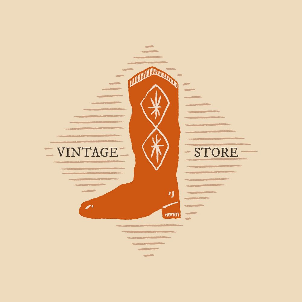 Cowboy boots logo illustration in rodeo theme