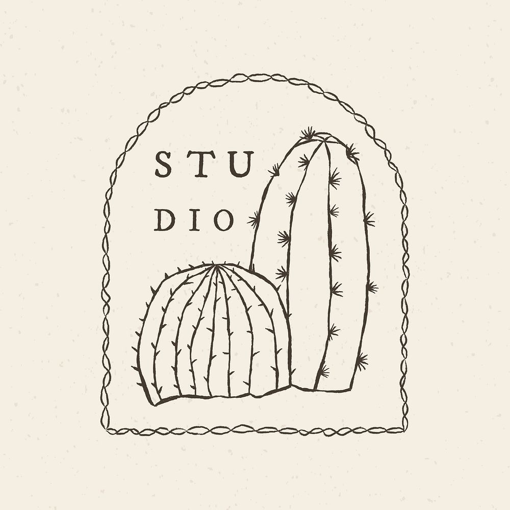 Cute cactus studio logo in wild west theme