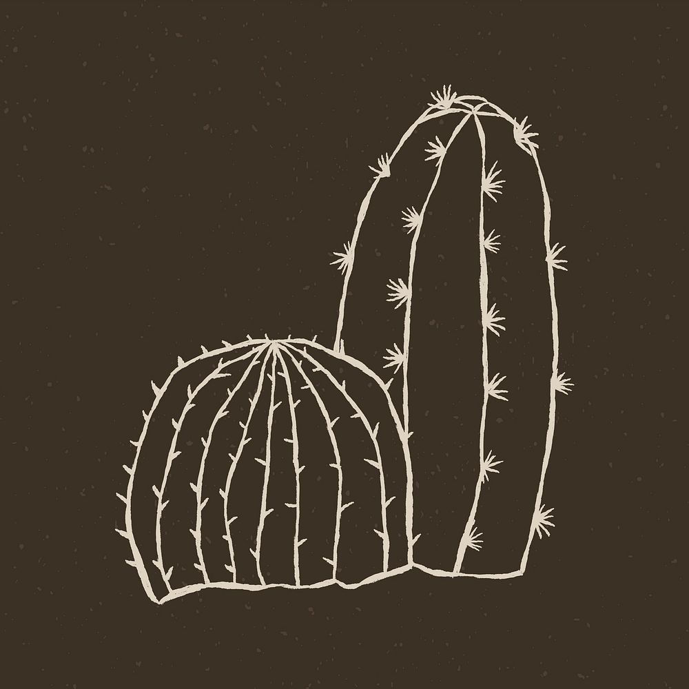 Doodle cactus logo in vintage wild west theme