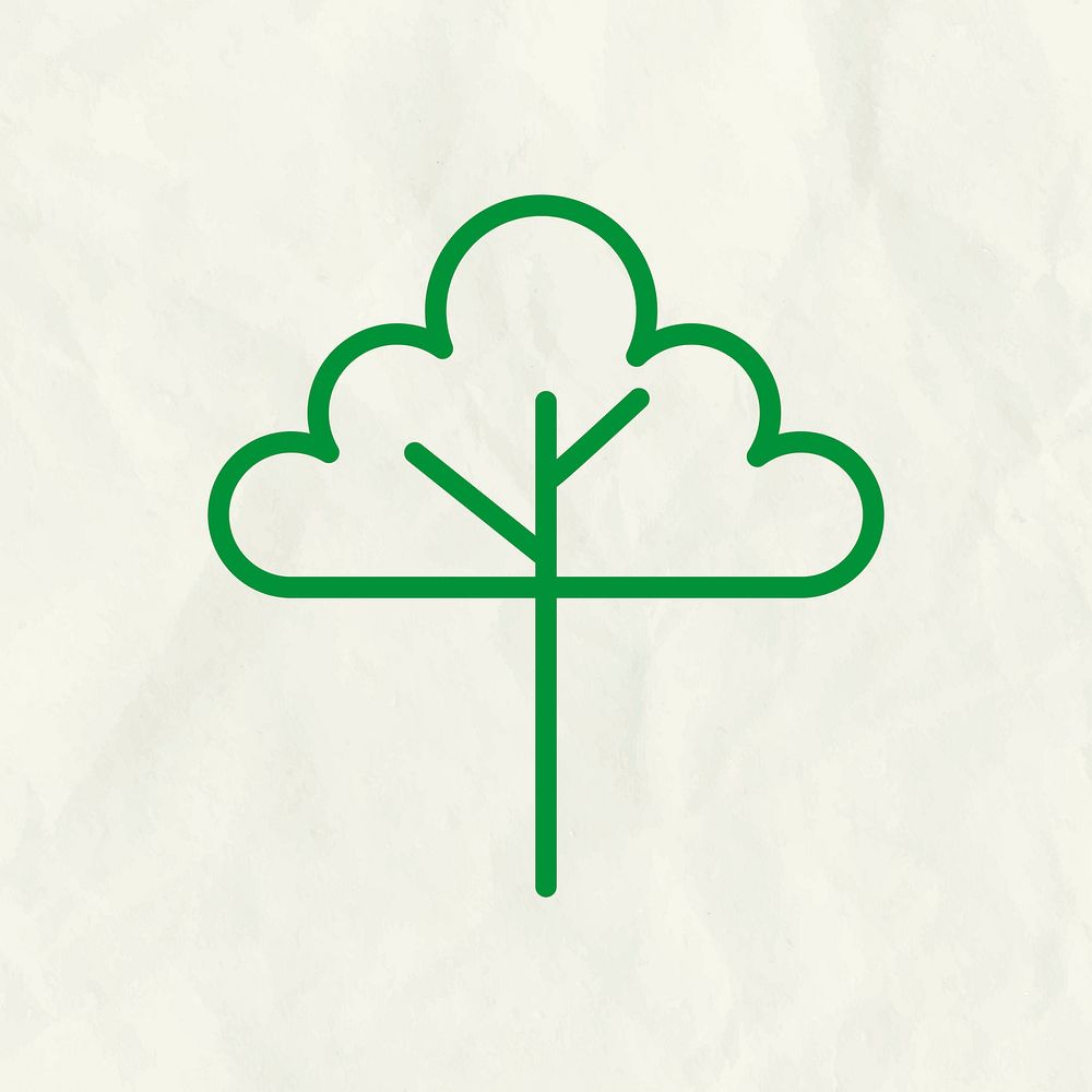 Tree line icon illustration in green tone