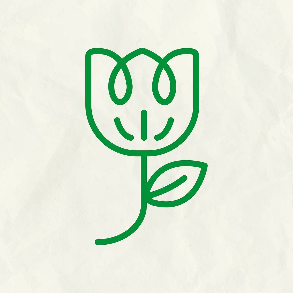 Flower line icon illustration in green tone