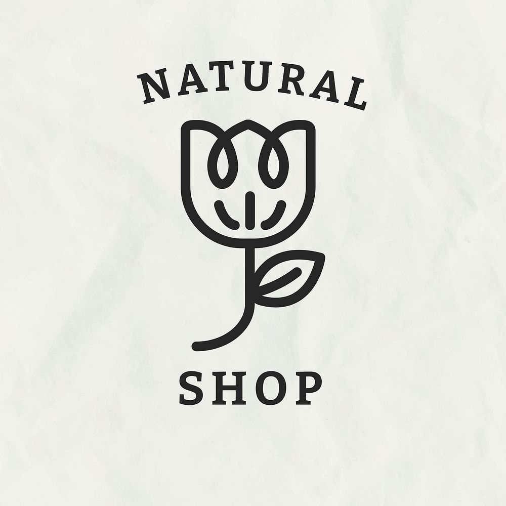 Natural shop line art logo badge