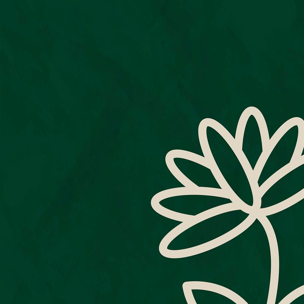 Floral line green background illustration