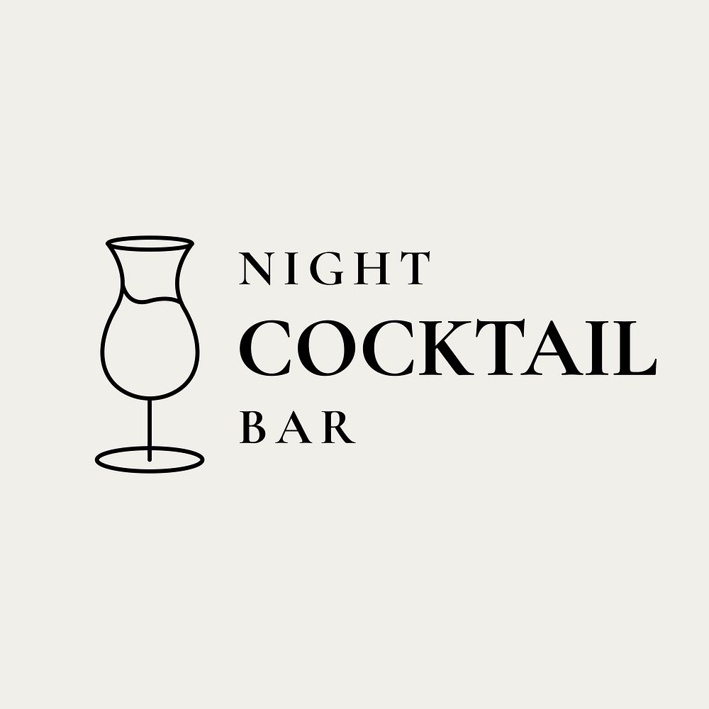 Luxury bar logo with minimal cocktail glass illustration