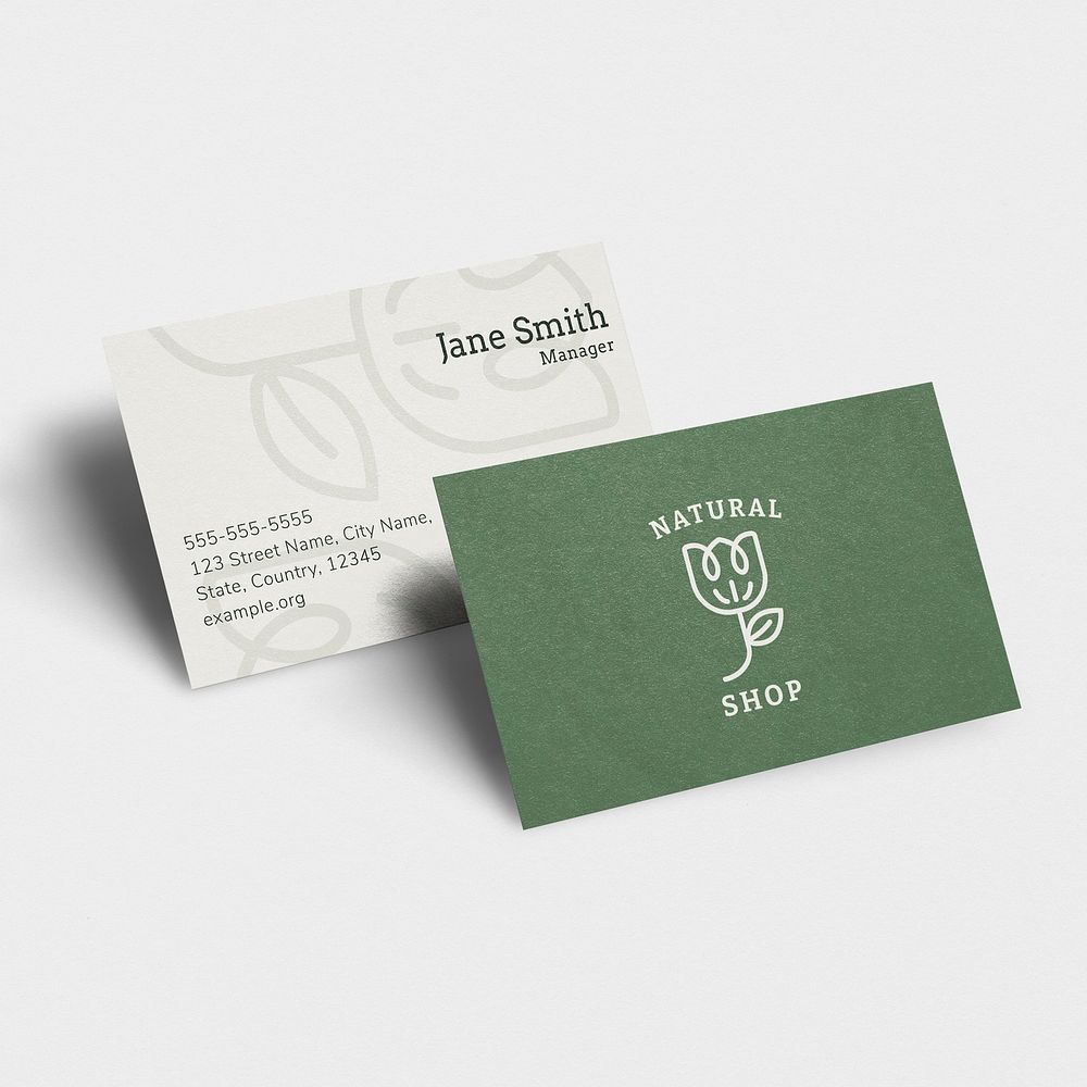 Business card mockup psd for nature shop