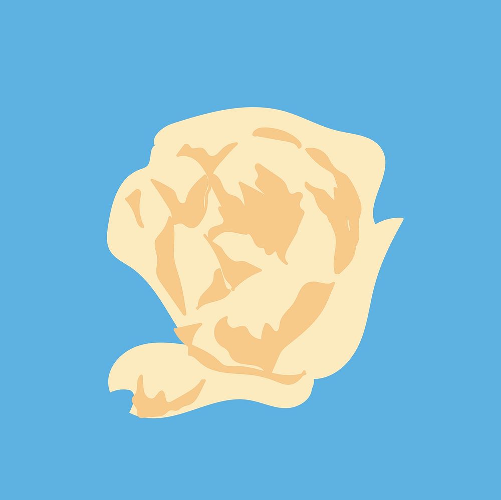 Beige rose floral illustration on blue background
