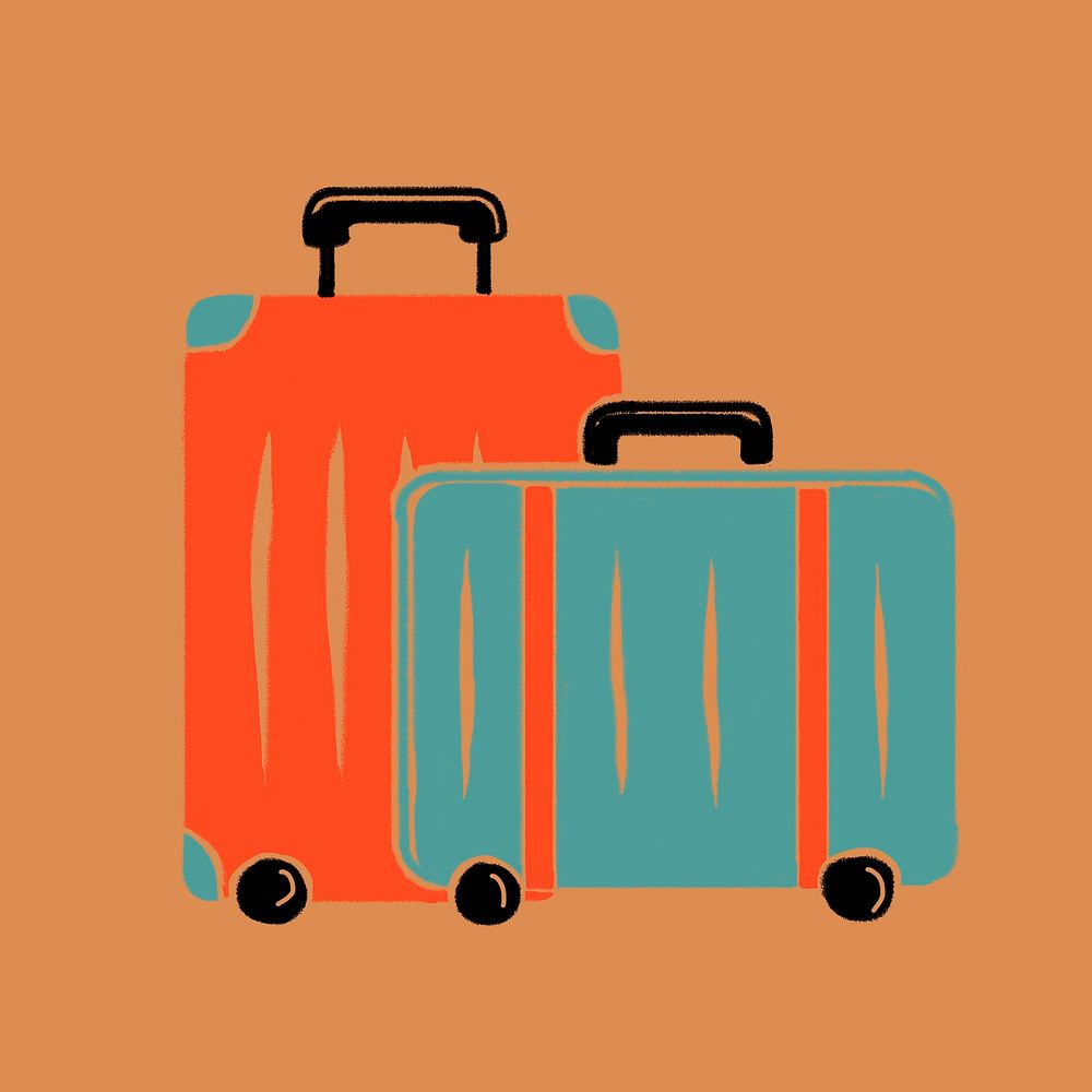 Red and blue luggages cute object illustration