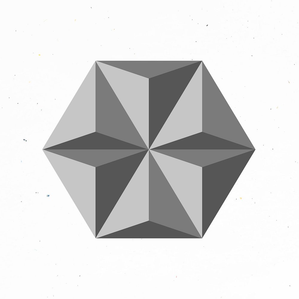 3D hexagon geometric shape in grey abstract style