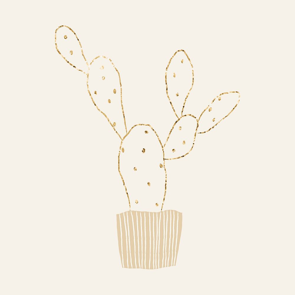 Glittery gold houseplant bunny ears cactus 