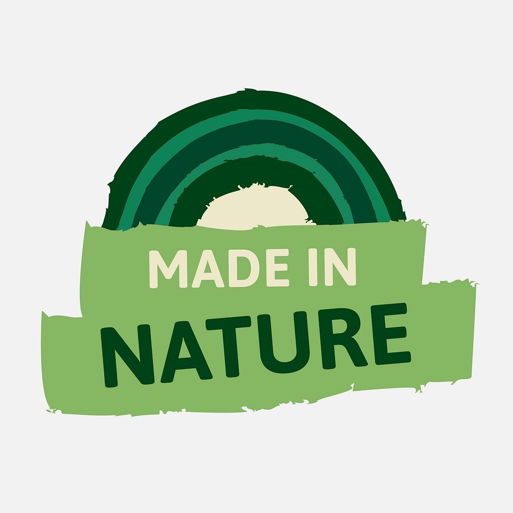 Made in nature badge logo for healthy diet food marketing campaign