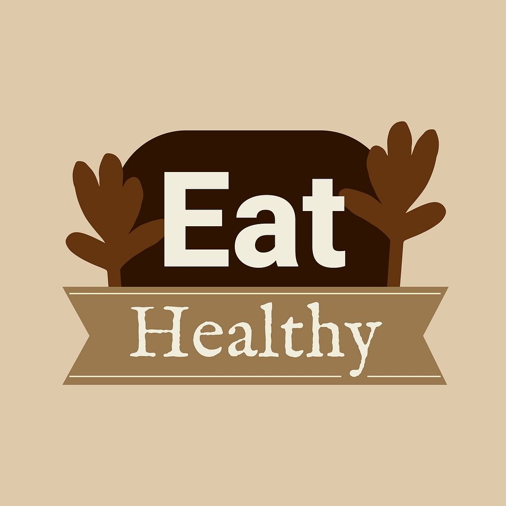 Eat healthy badge logo for food marketing campaign
