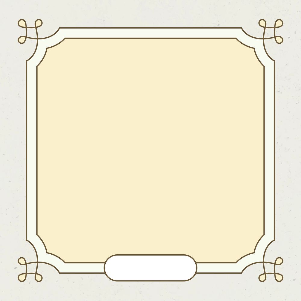 Vintage frame ornament vector in yellow color