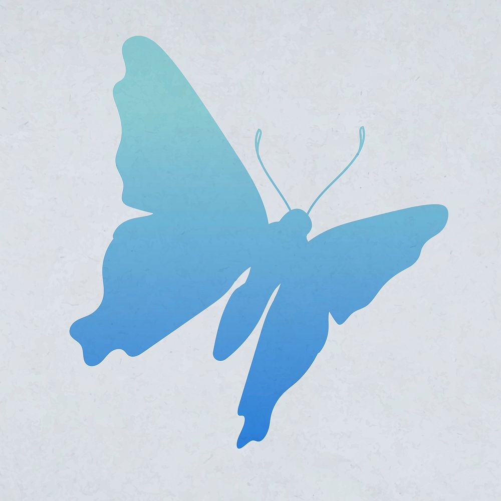 Blue butterfly clipart, aesthetic gradient flat design