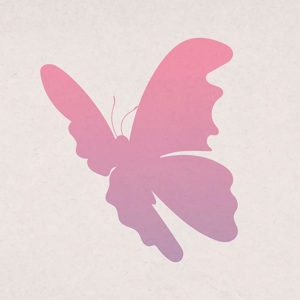 Pink butterfly clipart, beautiful gradient flat design