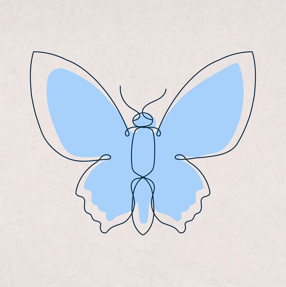 Blue butterfly clipart, beautiful line art design