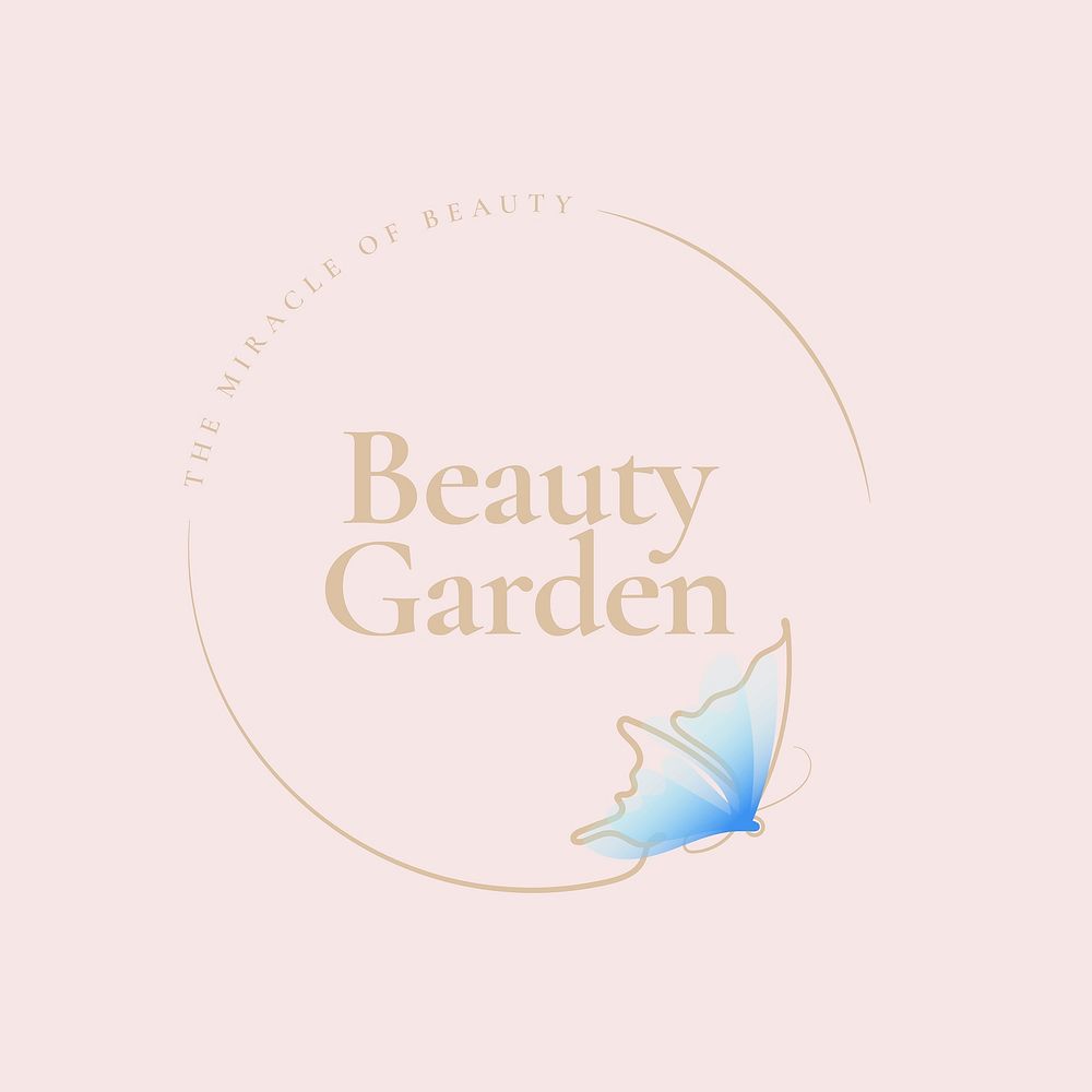 Beauty Garden butterfly logo, salon business, creative design with slogan