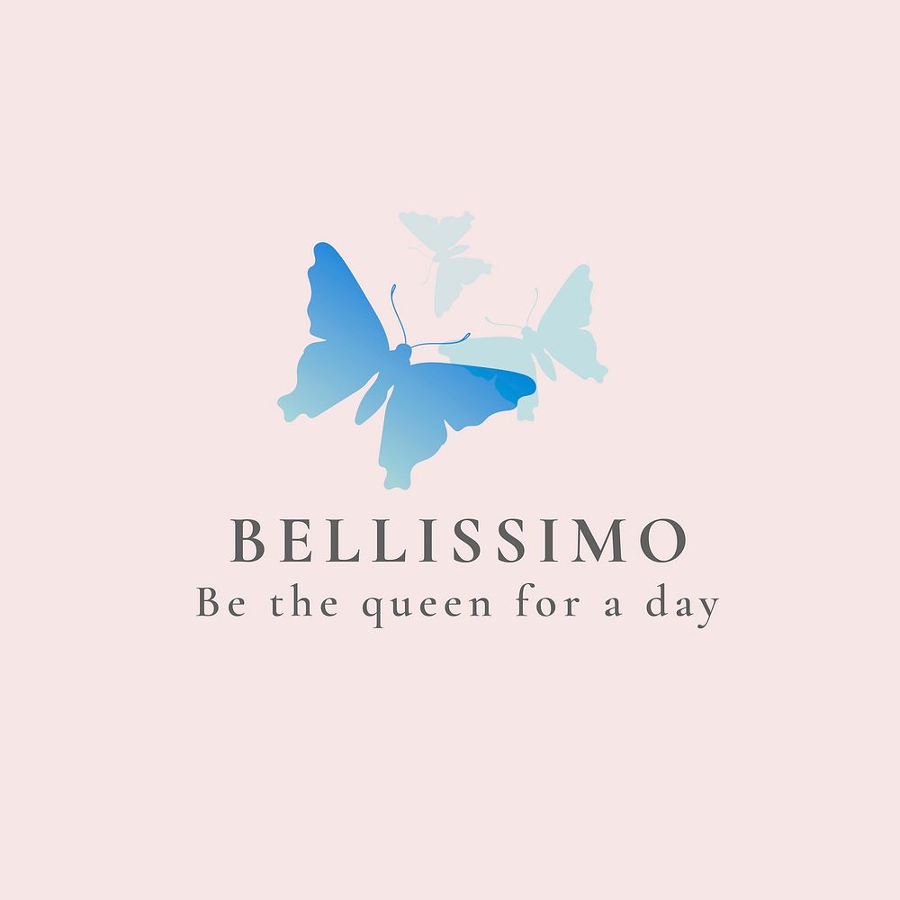 Butterfly beauty salon logo, pastel aesthetic design with slogan