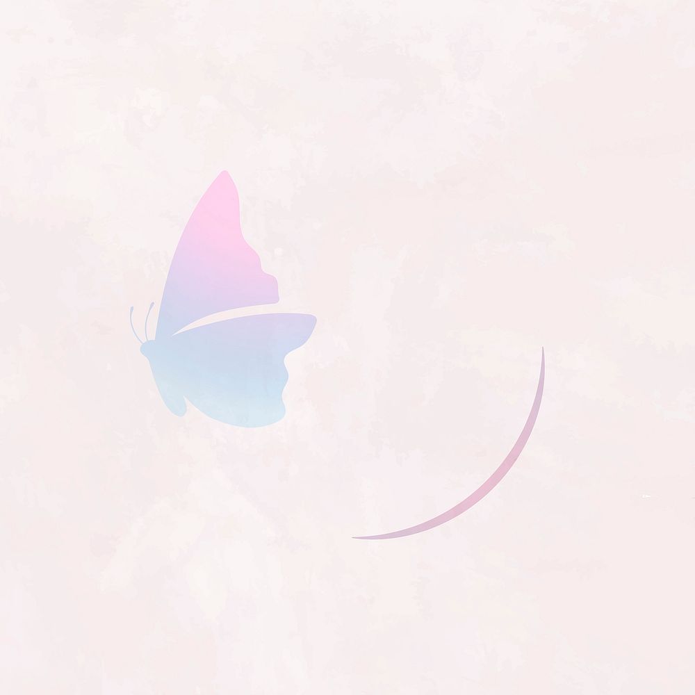 Flying butterfly clipart, pink gradient flat animal illustration