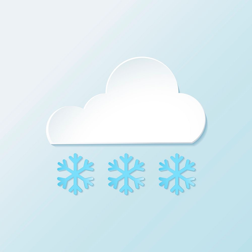 3D cloud and snowflake illustration, blue background