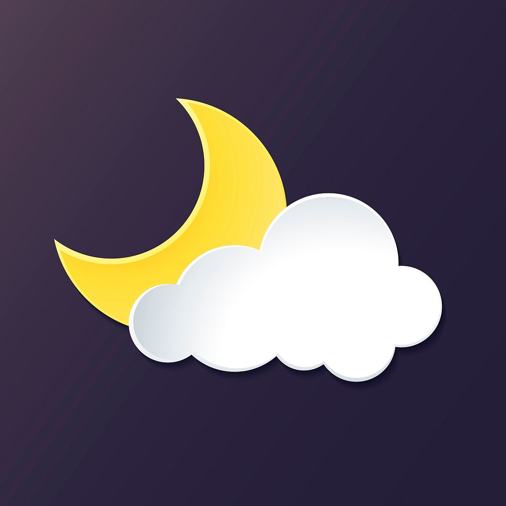 Paper cloud and moon illustration, purple background