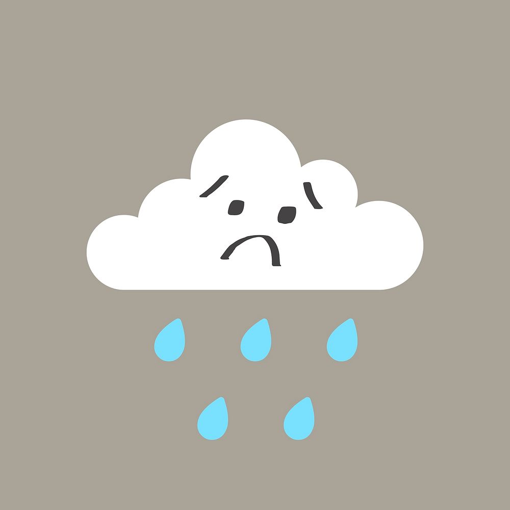 Paper sad cloud illustration, grey background