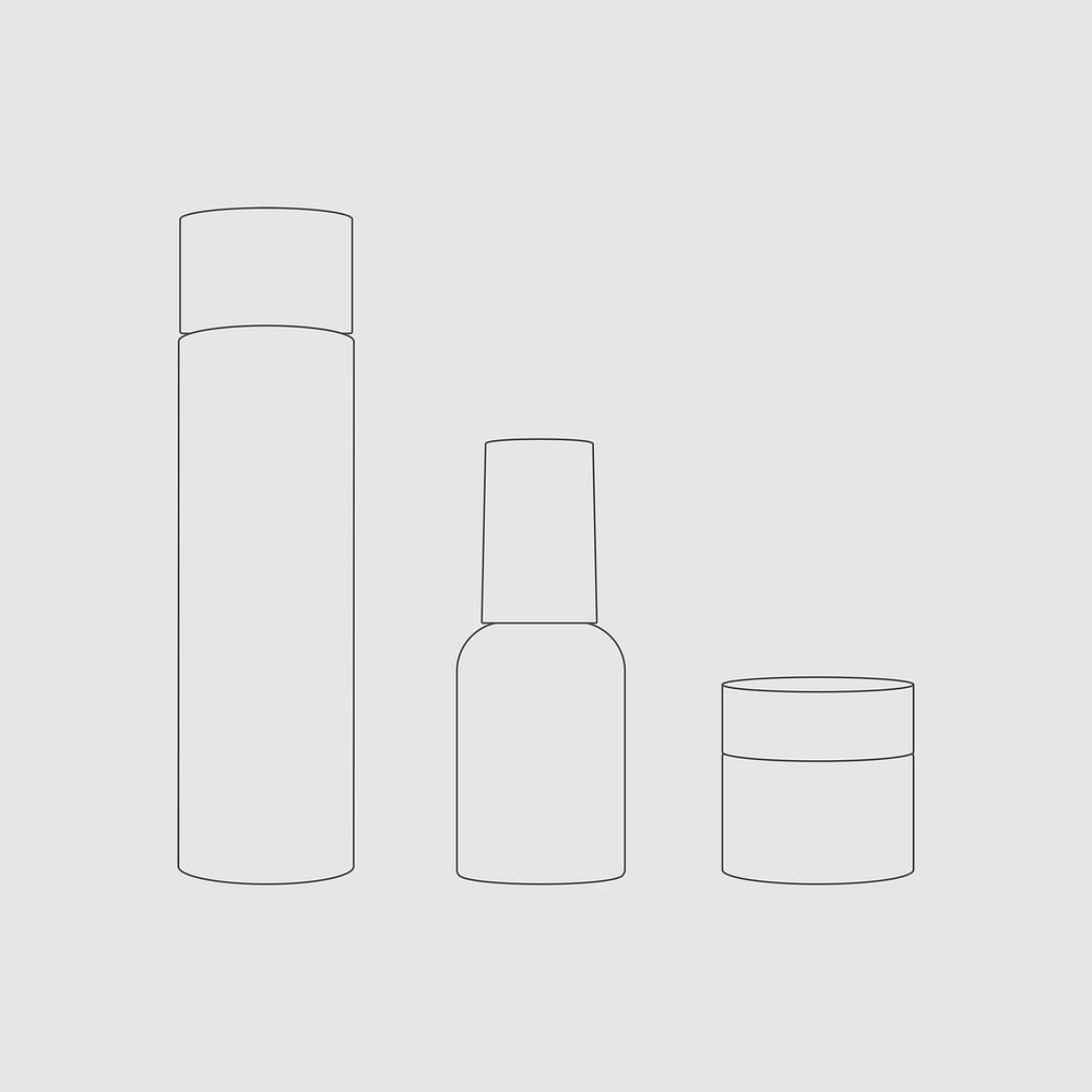 Cosmetic bottle outline, beauty and skincare packaging illustration