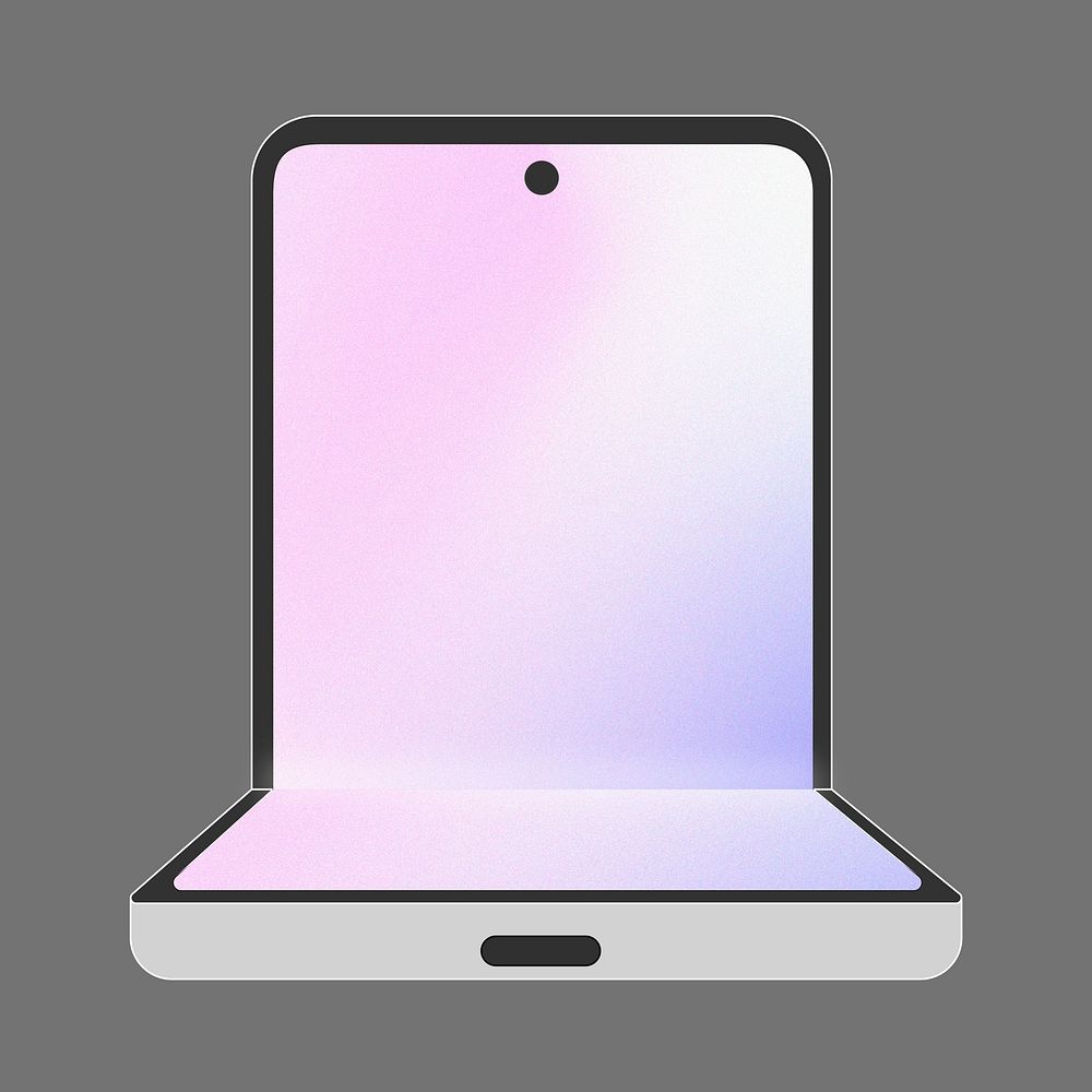 Gray foldable phone, blank screen, flip phone illustration