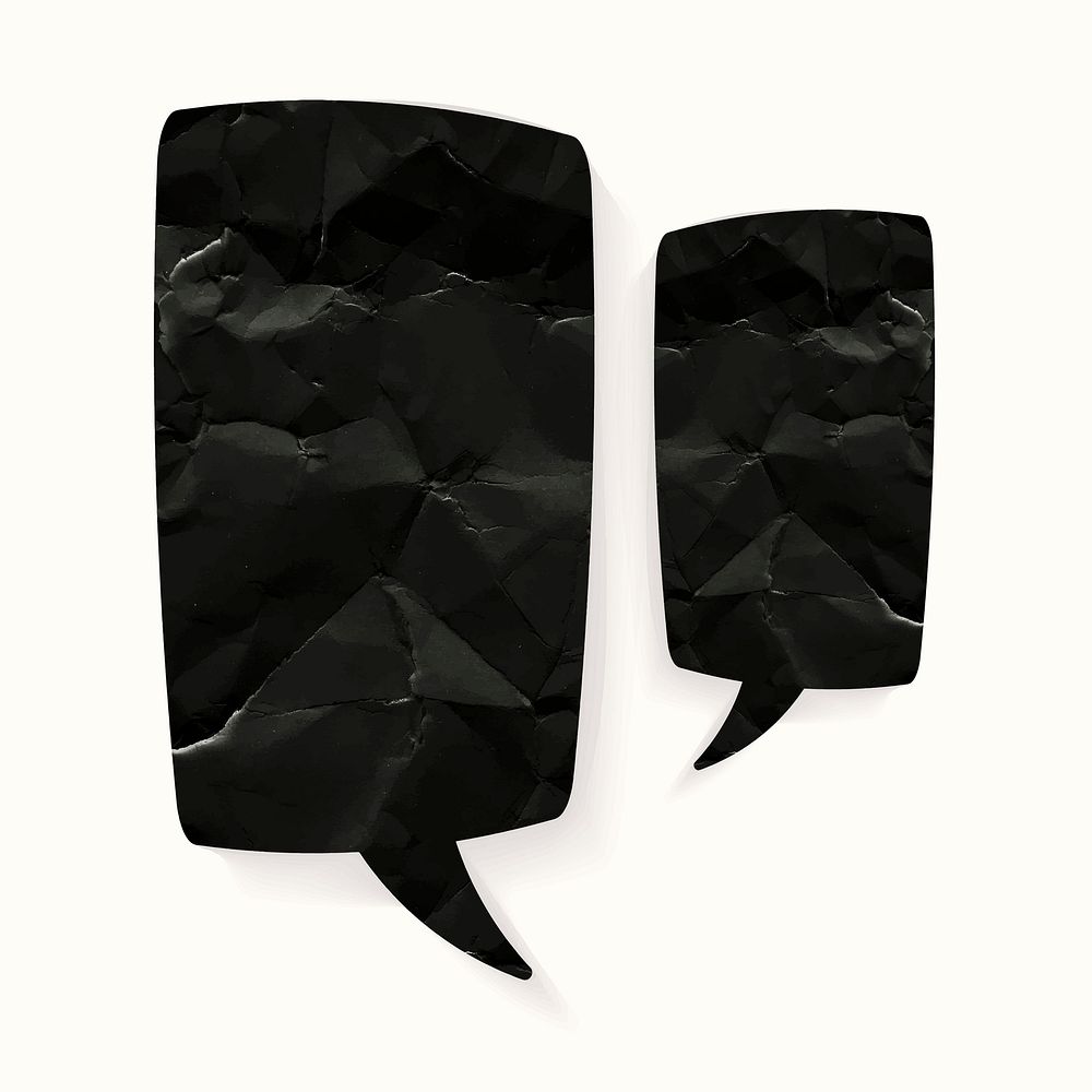 Blank announcement speech bubble icon, black paper texture