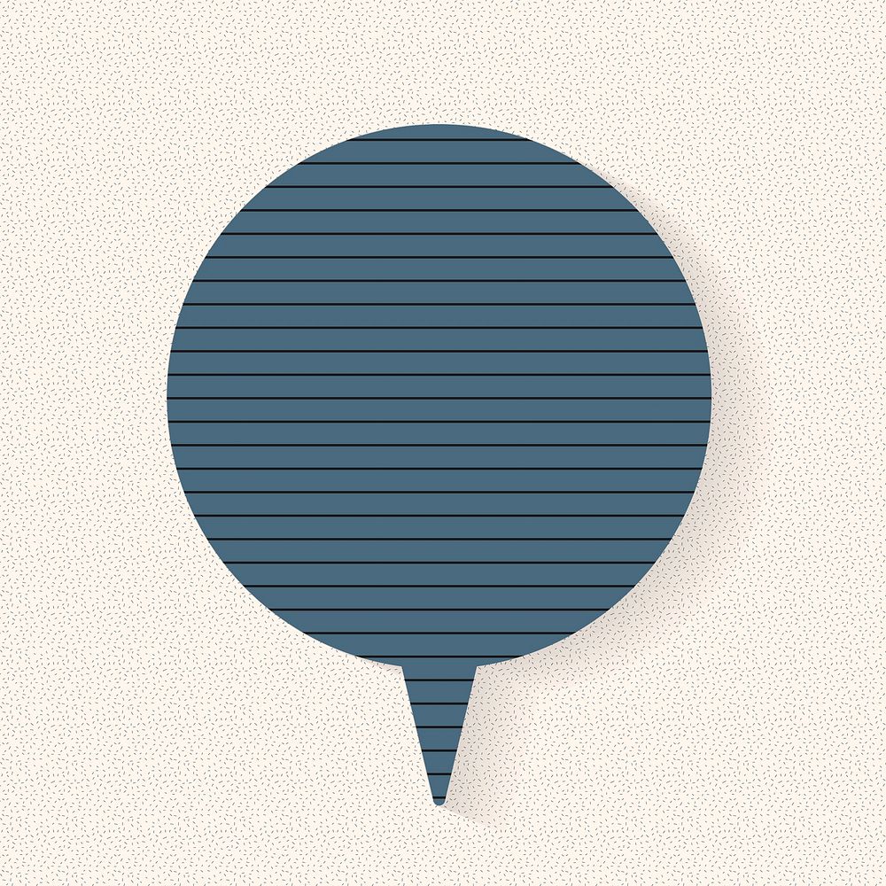 Blue announcement speech bubble design, lined paper pattern style