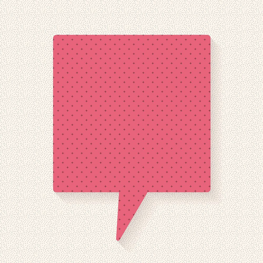 Pink announcement speech bubble design, dotted paper pattern style