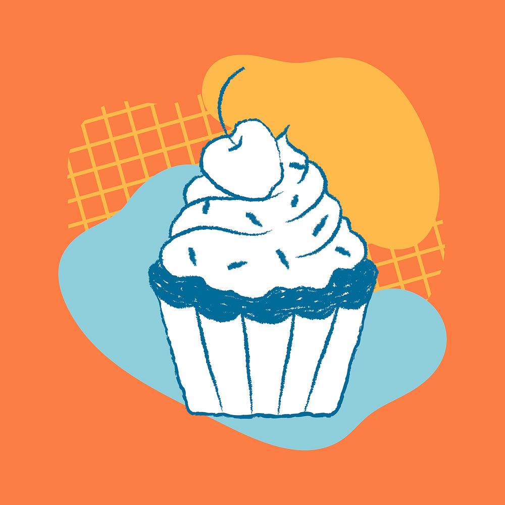 Cupcake bakery & cafe funky illustration
