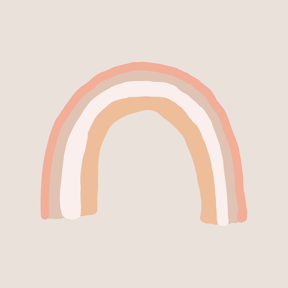 Pink rainbow illustration, cute watercolor icon