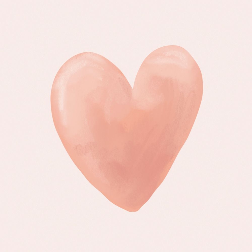 Love heart illustration, cute watercolor icon